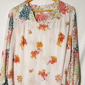 Lucky Brand Floral Blouse with Multicolor Design